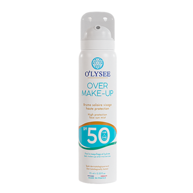 Apsauginė dulksna veidui SPF50+ labai aukšto faktoriaus O'LYSEE , OVER MAKE-UP,  75ml