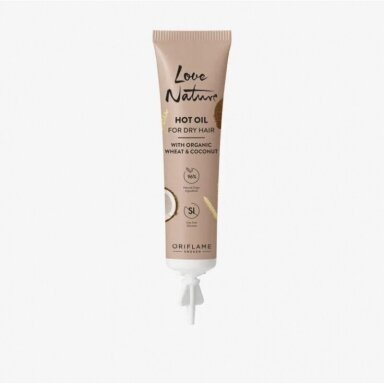 „Love Nature“ karštas aliejus sausiems plaukams su avižomis ir kokosu ORIFLAME, 15 ml