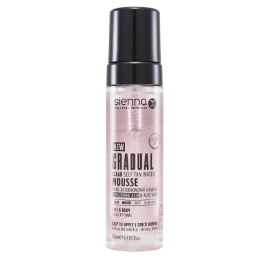 Skaidrios savaiminio įdegio putos GRADUAL TAN WATER MOUSSE "SIENNA X", 190 ml
