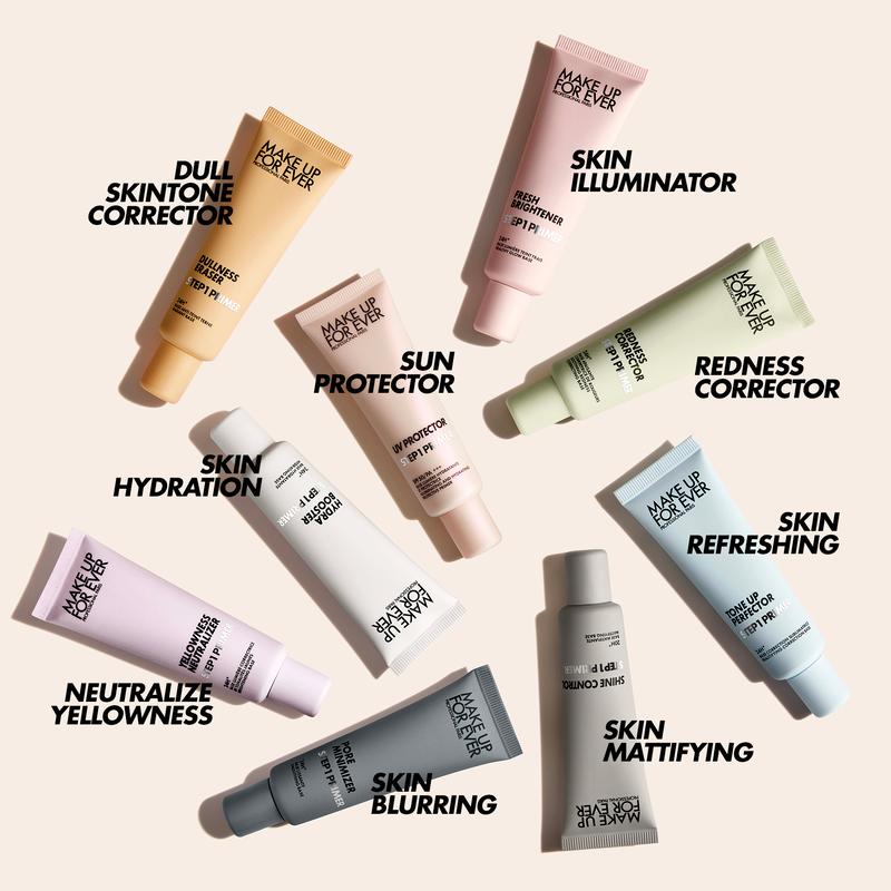 MAKE UP FOR EVER makiažo pagrindas bazė UV PROTECTOR STEP 1 PRIMER ILLUMINATING AND HYDRATING PROTECTIVE PRIMER SPF 50+/PA +++, 30ml 